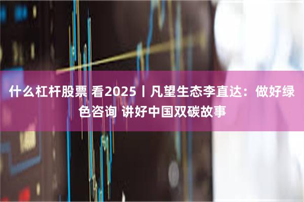 什么杠杆股票 看2025丨凡望生态李直达：做好绿色咨询 讲好中国双碳故事